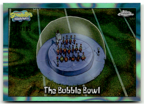 Topps SpongeBob Chrome 2025 No 100 The Bubble Bowl Aqua Refractor 123 topps-spongebob-chrome-2025-no-100-the-bubble-bowl-aqua-refractor-123