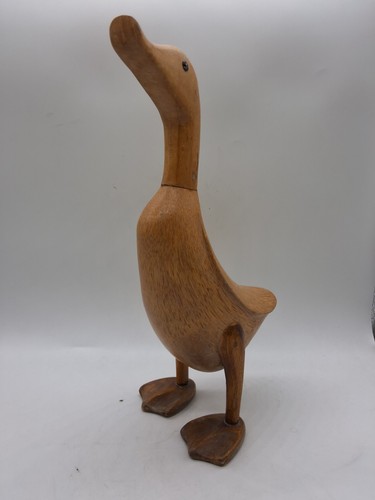 DCUK Style Hand Carved Bamboo Root Wooden Duck Figurine Statue 12.5" Tall
