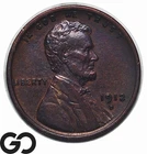 1912-D Lincoln Cent Wheat Penny, Choice AU++/Unc Tougher Date