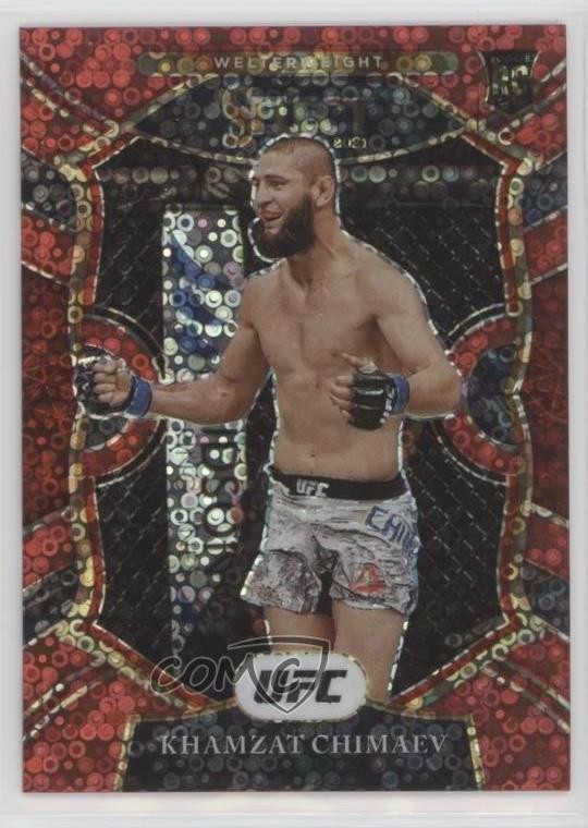 2021 Panini Select UFC Concourse Red Disco Prizm 87/199 Khamzat Chimaev #57 4t6