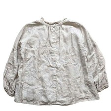 Nest Robe Linen Frill Blouse 2Way Stand Collar Beige 100 Linen Used -From Japa