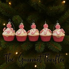 Juego de 5 adornos para magdalenas Candy Sprinkle dulces navideños NUEVO
