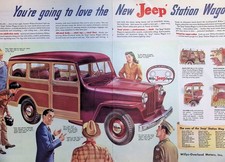 Original 1946 Willys Ad New Jeep Station Wagon Woody Maroon Car Engine Art Original 1946 Willys Ad New Jeep Station Wagon Woody Maroon Car Engine Art