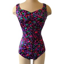 VTG Maxine of Hollywood one piece bathing suit swimsuit size 12 USA colorful