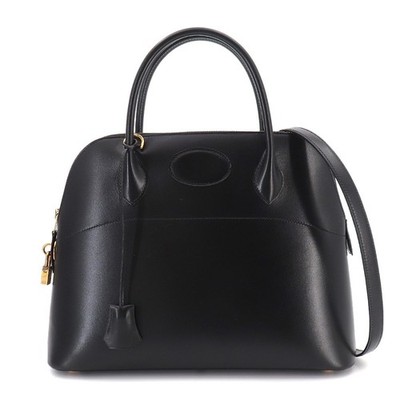 HERMES Bolide 31 2way Hand Shoulder Bag Box Calf Black Purse 90329446