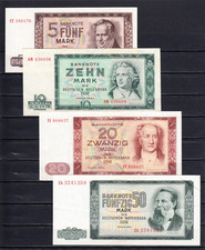 4 verschiedene DDR Geldscheine der Serie 1964 im Set
