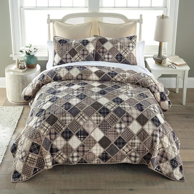 Donna Sharp Driftwood Rustic Country Cabin Cotton Queen 3 PC Rag Quilt Set