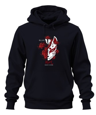 Kitsune Mask Spider Lily Higanbana Lycoris DEATH FLOWER Retro Unisex Hoodie Ka