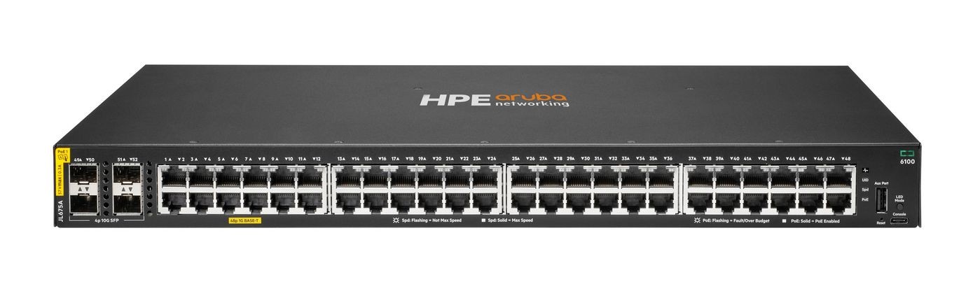 Hewlett Packard Enterprise JL675A ARUBA 6100 48G CL4 4SFP+