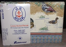 Vtg Fieldcrest J.G. Hook Full Sheet Set~Marshland Ducks~Made In USA~New