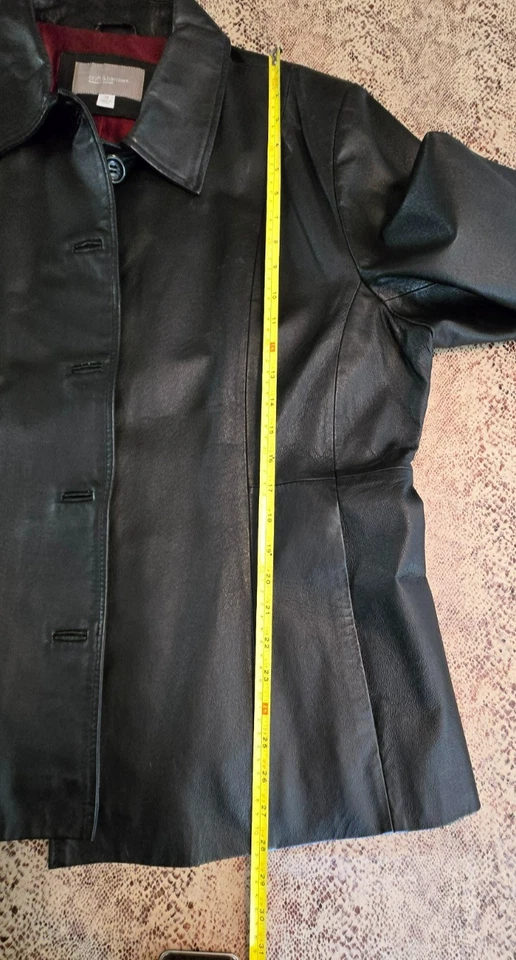 Chaqueta de cuero para mujer Croft & Barrow con botones negra de diseñador talla City 1X Foto 4 de 4