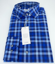 Eton Dress Shirt Mens M 15 1/2 - 39 Blue Check York Contemporary Fit Button Up