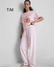 Strawberry Shortcake Pink 2-Piece Graphic Print Pajama Set, Women M