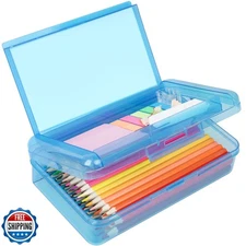 DANRONG Plastic Pencil Box, Large Capacity Pencil Case, Pencil Boxes Double L