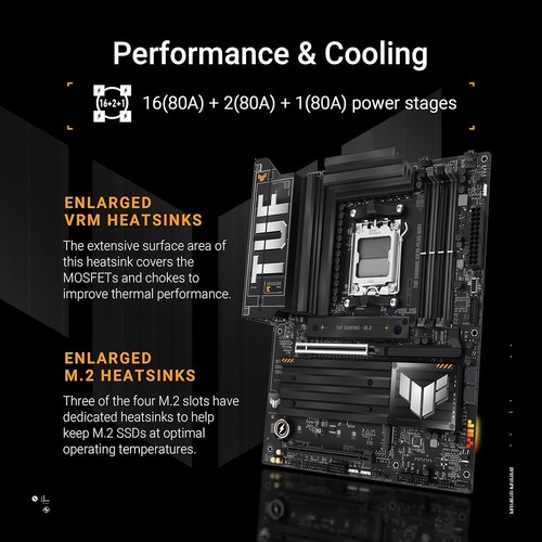 ASUS TUF Gaming X870-PLUS WiFi AMD AM5 X870 DDR5 PCIE 5.0 ATX gaming Motherboard - Picture 6 of 15