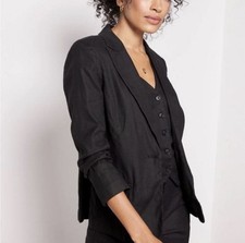EVEREVE Black Linen Blend Single Button Blazer Size Medium