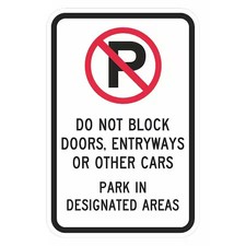 LYLE T1-1637-HI_12x18 Door No Parking Sign, 18" x 12,  T1-1637-HI_12x18