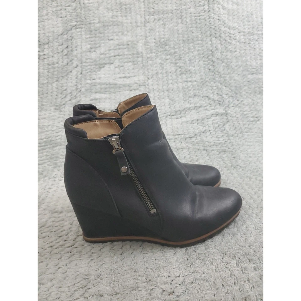 Soul by Naturalizer Wedge Ankle Boots Women’s Size 9M Black Leather Zip-Up Booti - Image 4 of 4