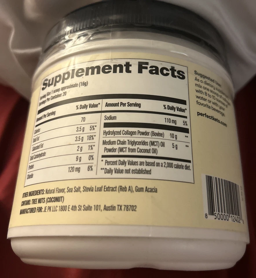 Perfect Keto Collagen Peptides &MCT Brain Boost SALTED CARAMEL Exp3/2027 - Image 2 of 3