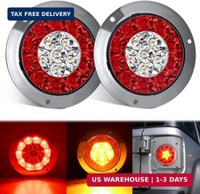 Nilight Trailer Tail Lights 2PCS 4Inch Round 16LED Red Amber Chrome | Frame Mark
