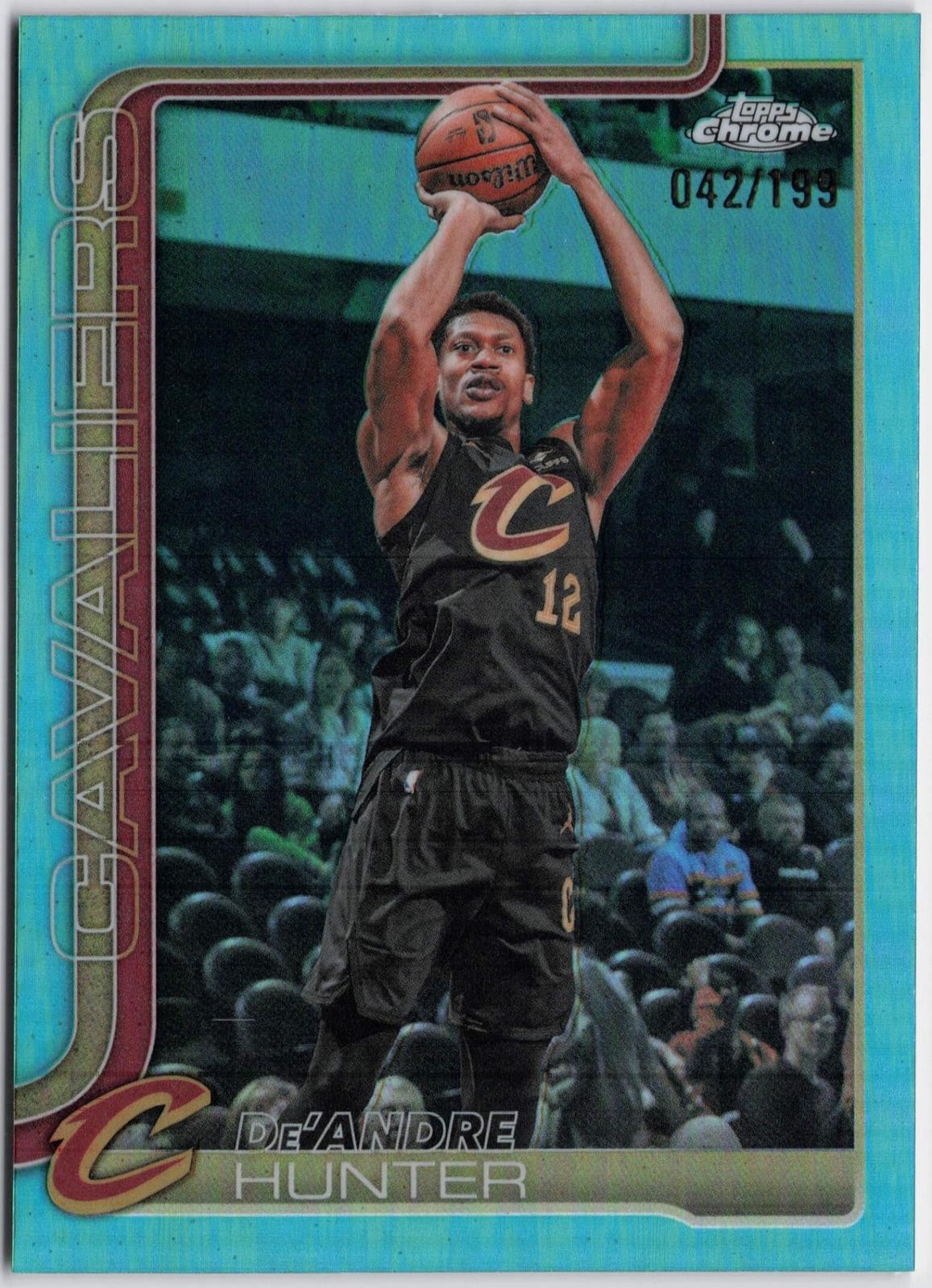2025-26 Topps Chrome Update #74 De’Andre Hunter Aqua Refractor #/199