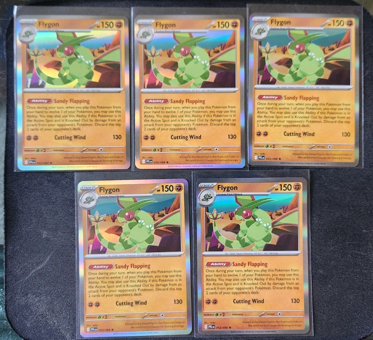 FLYGON 5-CARD HOLO LOT 2025 Pokemon Phantasmal Flames #053 MINT