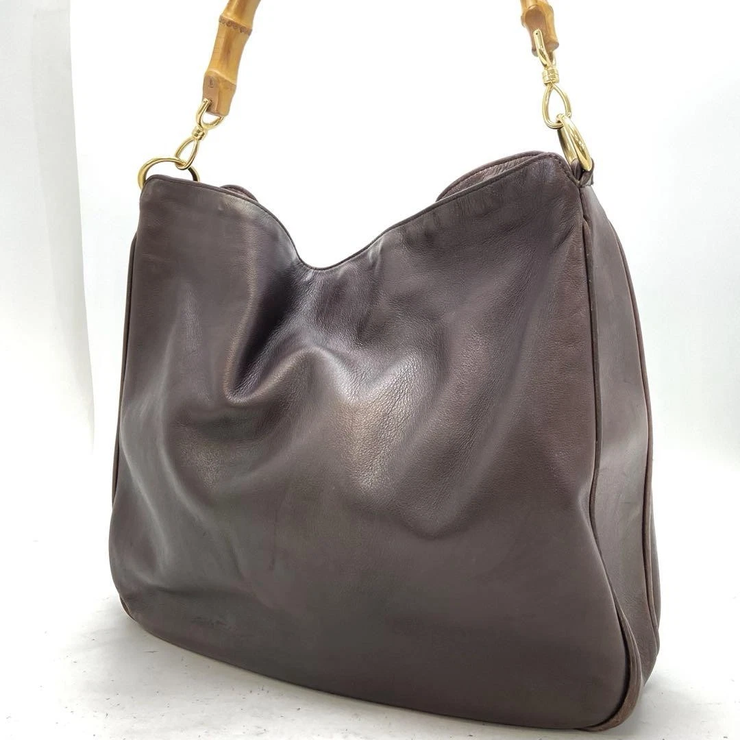 GUCCI 001 2852 1577 0 Borsa tote in pelle con manico in bambù marrone borsa formale Italia