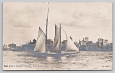 1905 RPPC New York City- Schooner on East River -View from Brooklyn UNP Postcard