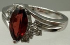 ESTATE SILVER PLATED MARQUISE CUT PASTE GARNET CZ ACCENT RING SIZE 9 — photo 1