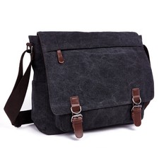 Men's Vintage Canvas Leather School Military Shoulder Messenger Bag Satchel