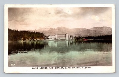Vintage Lake Louise & Chalet Alberta Canada RPPC Postcard 1917 Posted
