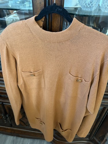 St John by Marie Gary Midi Dress Women's Size 8 orange Knit Zip Long Sleeve,