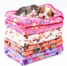 4 Pcs Fleece Dog Blankets for Puppy Cat, Mixed, 24 X 16 In, Paw