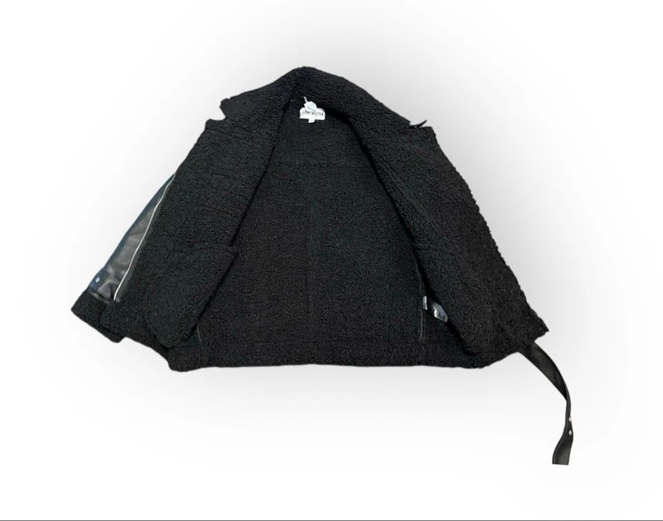 Chaqueta de moto STEVE MADDEN para mujer Quinn Sherpa forrada de cuero sintético talla pequeña Foto 4 de 4