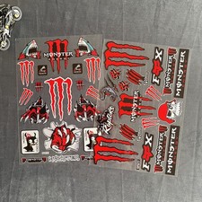 2 Whole Sheets MONSTER ENERGY Motorcycle Cars Waterproof Bike Stickers DIY 020