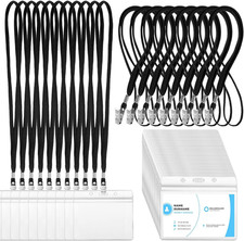 Marspark 100 Sets Clear Name Tags with Lanyard, Lanyards for ID Badges Reusable