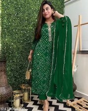 Indian Readymad Party Festive Wedding Rayon Kurta Kurti Pant Set for Women's Gif