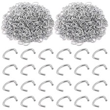 Swpeet 1000Pcs 1/2" Galvanized Hog Rings 1/2 inch, 3/4 Stainless Steel 