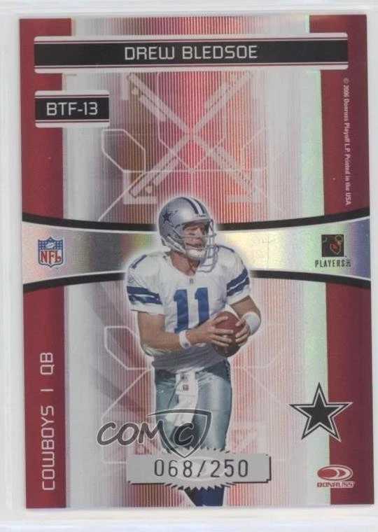 2006 Donruss Elite Back to the Future Red /250 Drew Bledsoe Roger Staubach HOF - Image 2 of 2