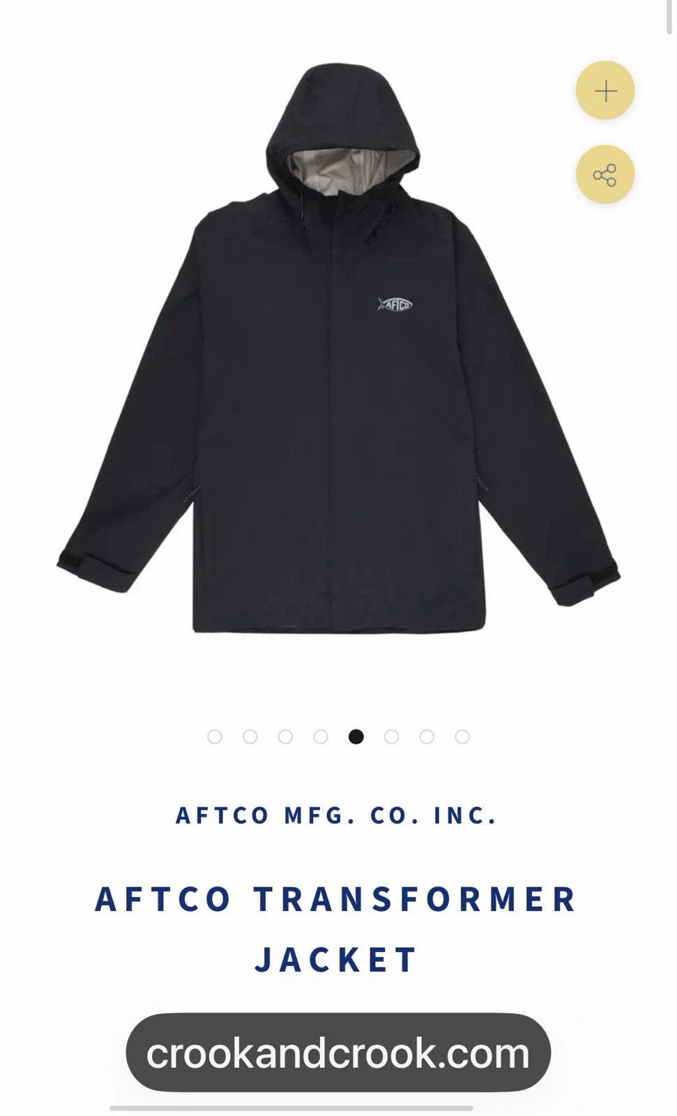 AFTCO TRANSFORMER PACKABLE JACKET Size L Waterproof Fits XL