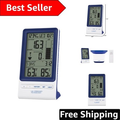 724 Wireless Rain Station: Digital Temperature & Humidity Monitor - Elegant Blue