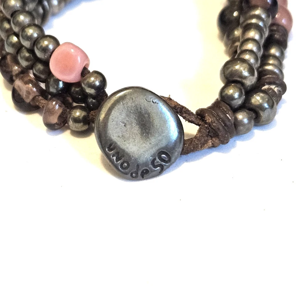 Uno de 50 Glass Beaded 7" Bracelet Silver Tone Charms Made in Spain - Image 3 of 3