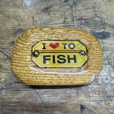 I Love To Fish Belt Buckle Wood Epoxy Coat Homemade 