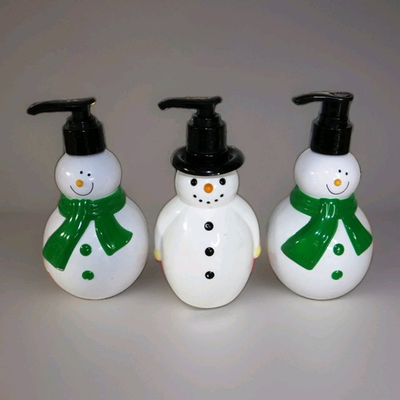#ad Bath amp; Body Works 3pc Lot Snowman Plastic Soap Dispensers 2009 2010 EUC EMPTY x3 $15.29