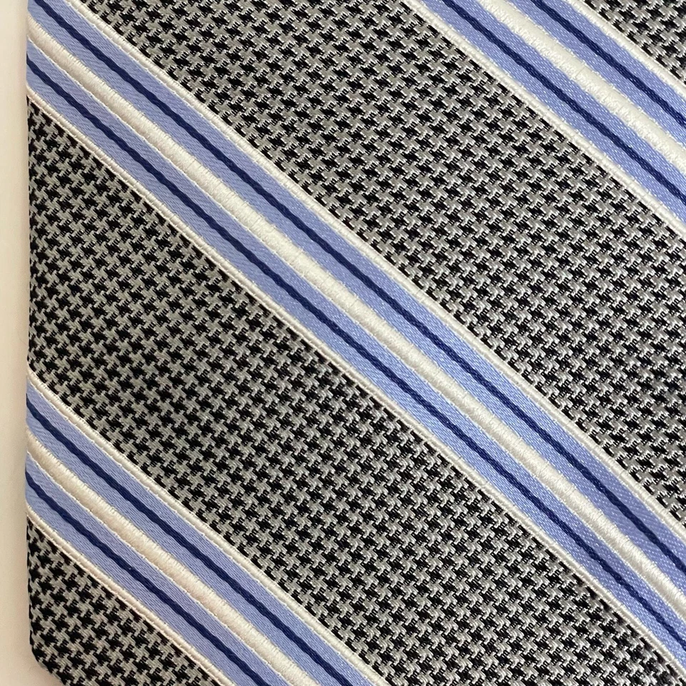 Галстук John W. Nordstrom серый синий в полоску шелковый 3,25 дюйма x 60 дюймов опрятный классический - Изображение 2 из 4