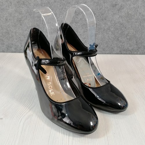 Sandali donna F&F neri tacco alto a blocco plateau vernice pelle taglia UK 4