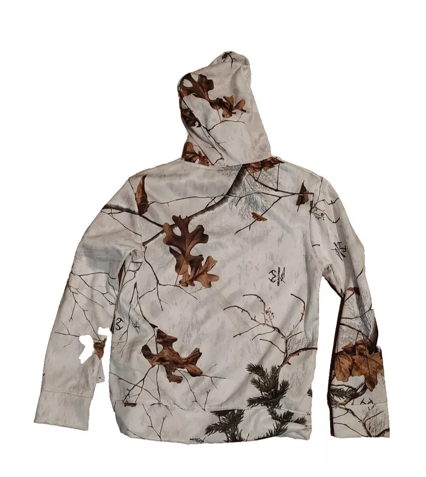REALTREE SNOW WHITE CAMOUFLAGE "TEN BUCK" YOUTH FLEECE LIGHT WEIGHT HOODIE NWT - Image 2 of 4