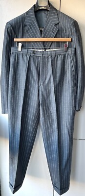 Brioni Nomentano anthrazitgrau Nadelstreifen 2-teilig Anzug Jacke Hose Größe 52R