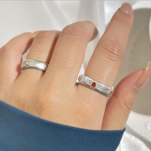 Fashion Italian Brushed Ring Retro Gemstone Ring Noble Open Finger Ring  Women - Bild 1 von 12