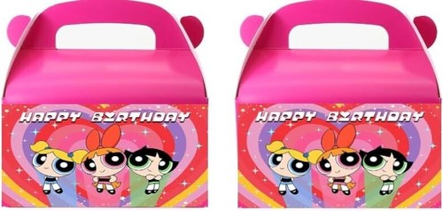 Custom Happy Birthday Party Gabel Snak Boxes, Girls Birthday Favor Boxes, Pink